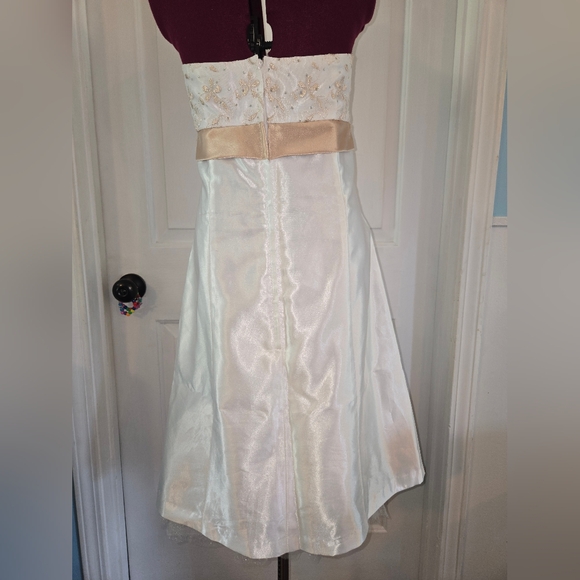 Jessica McClintock For Gunne Sax Strapless Satin Rhinestone Formal Dress - Picture 7 of 14